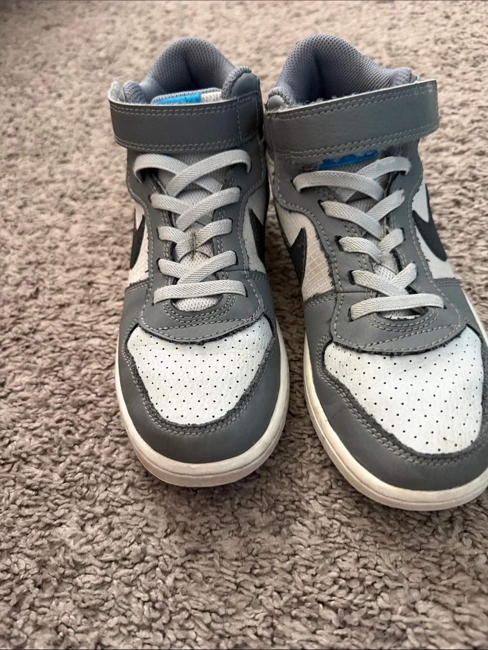 Nike Kids Gray, White & Black High-Top Sneakers